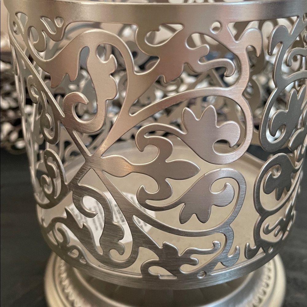 NEW Bath & Body Works Pedestal 3 Wick Candle Holder - Brushed Nickel - Picture 2 of 4